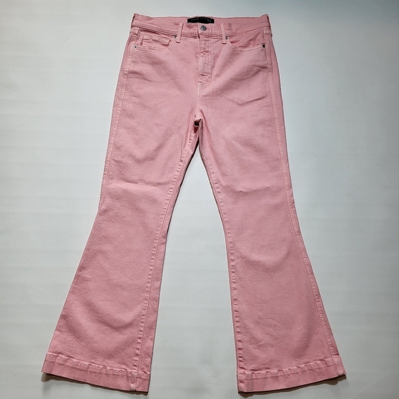 Veronica Beard Jeans Carson Ankle Flare High Rise Peony Pink Women's Size 31 NWT - Picture 3 of 9